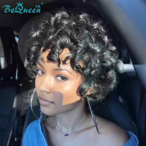 BeQueen Perruque "Stella" egg curl noir Avec une frange style 5