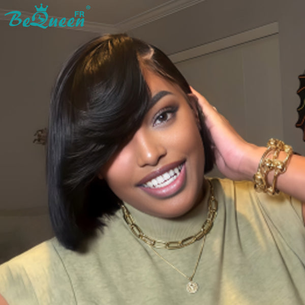 BeQueen "Sonia" Straight Black Bob Wig with Glueless Lace Front Half-Price Style 4