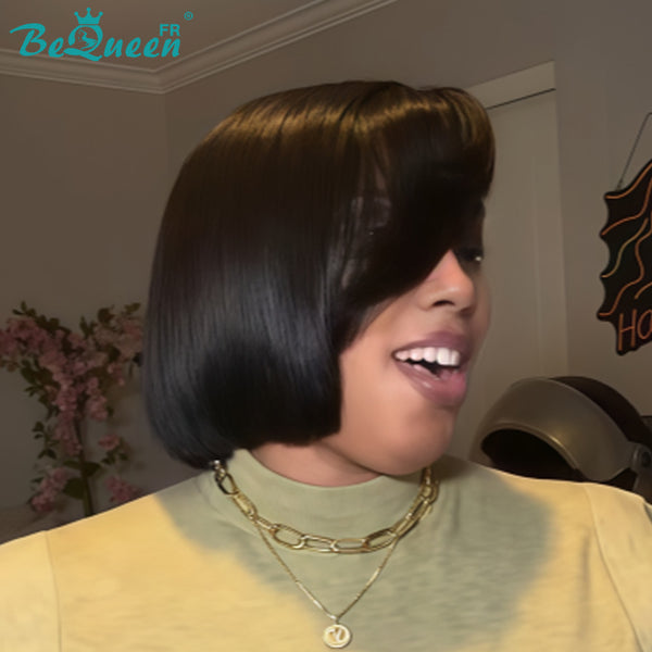 BeQueen "Sonia" Straight Black Bob Wig with Glueless Lace Front Half-Price Style 4
