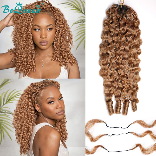 BeQueen Tissage Extensions de Cheveux Feather Blond Miel Burmese Curly 100% cheveux humains