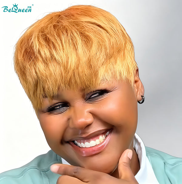 Bequeen Peruca "Suey" lisa feita à máquina Preto misto mel 100% cabelo humano estilo 6