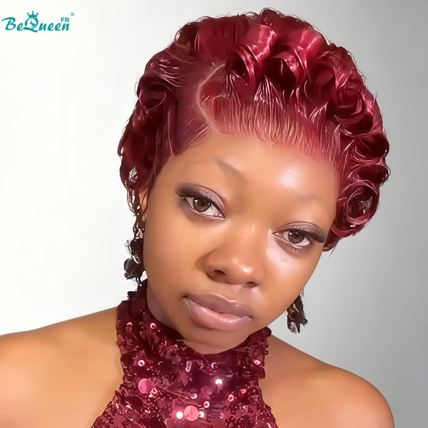 Bequeen “Suwe” Black Pixie Wig, Glueless Lace Front, Side Part, Style 11