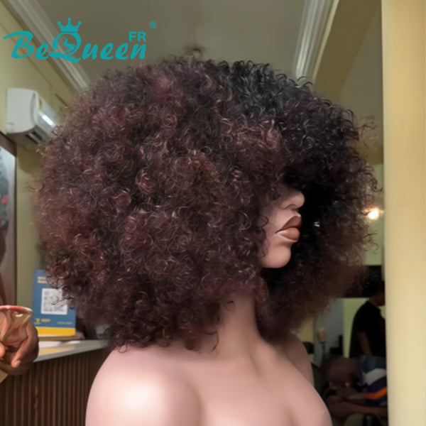 BeQueen "Josie" Bob Curly Wave Wig Brown Mix Honey Glueless 12 Inches Half Price