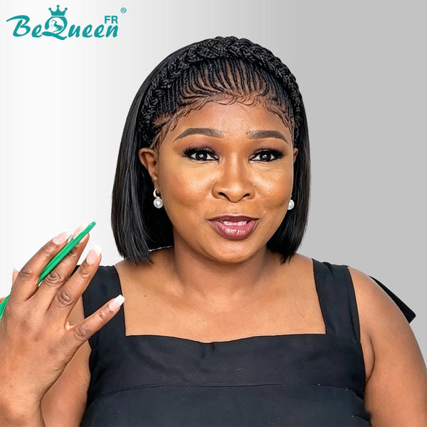 BeQueen “Unelle" Peruca pixie com trança twist, sem renda/renda completa, sem cola, estilo 2