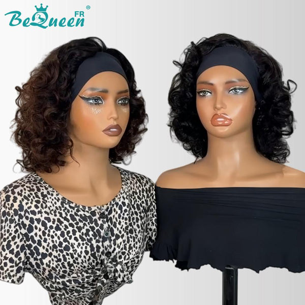 BeQueen "Bronnie" Peluca bob rizada negra con diadema a mitad de precio