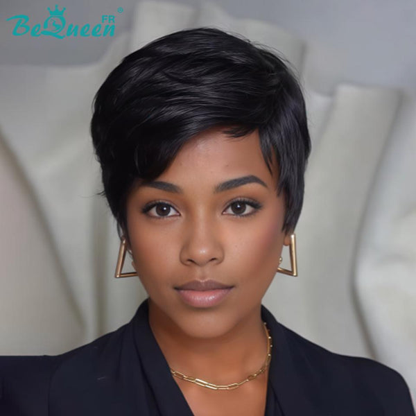 Bequeen Peluca "Suey" lacia hecha a máquina Negro mezclado con miel 100% cabello humano estilo 6