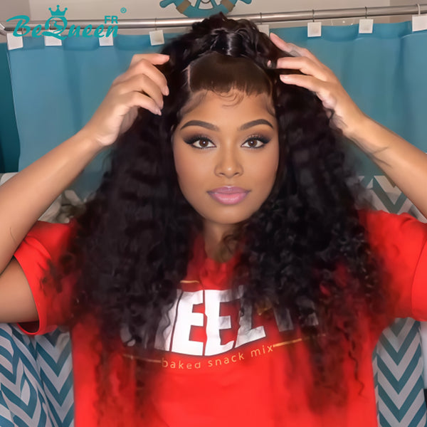 BeQueen "Barack" Black Bob Deep Wave Wig with Ponytail, 13*4 Lace Front, Pre-Customized, Glue-Free