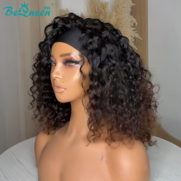 BeQueen "Alice" Lange Perücke in Schwarz und Braun, Curly Wave mit Haarband, halber Preis