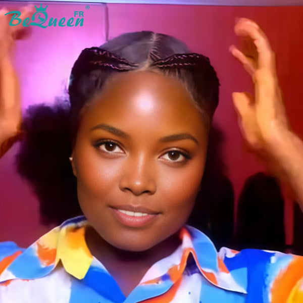 BeQueen “Florance" Peluca lace completa con moño afro