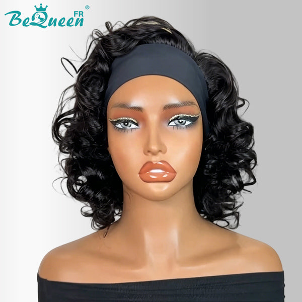 BeQueen "Bronnie" Peluca bob rizada negra con diadema a mitad de precio