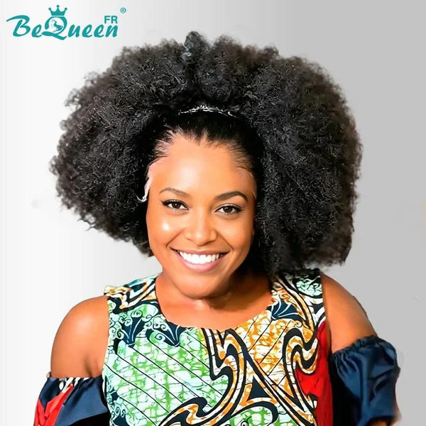 BeQueen "Addi" Peruca Bob Afro Cacheado Marrom mistura Miel dentelle frontal 13X4 peruca natural