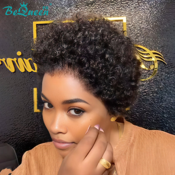 BeQueen „Addi“ Custom Bob Afro Curly Perücke, fertig zum Tragen, ohne Kleber, 13 x 4 cm 