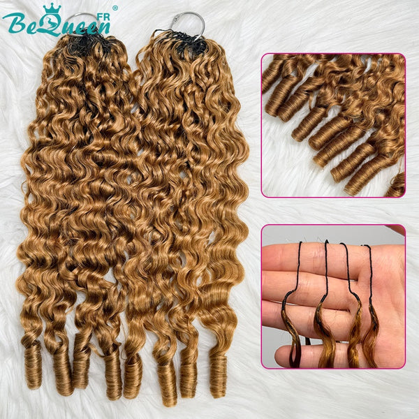 BeQueen Tissage Extensions de Cheveux Feather Miel Burmese Curly 100% cheveux humains