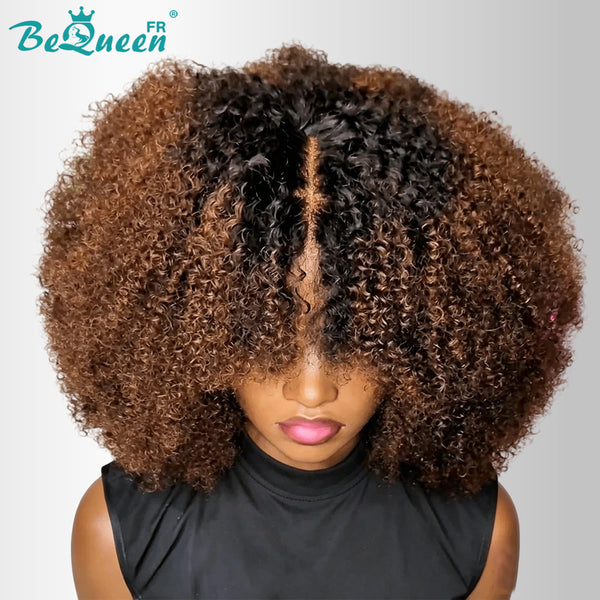 BeQueen "Josie" Perruque Bob Curly wave noir et marron Sans colle style 2