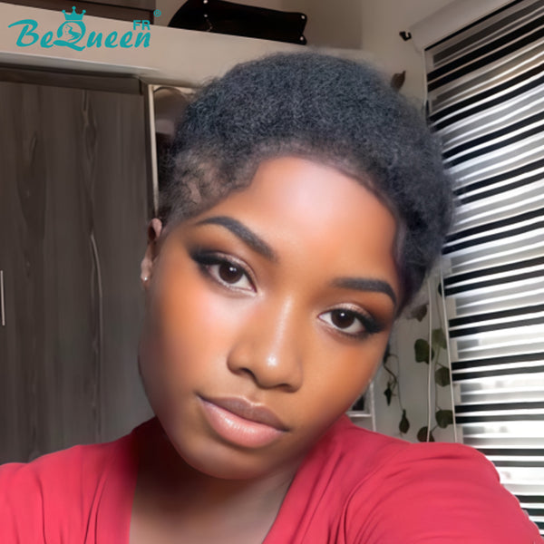 BeQueen "Edwina" Perruque Noir à la machine afro 100% cheveux humains style 3