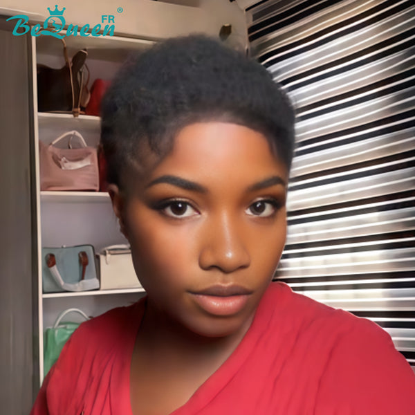 BeQueen "Edwina" Perruque Noir à la machine afro 100% cheveux humains style 3