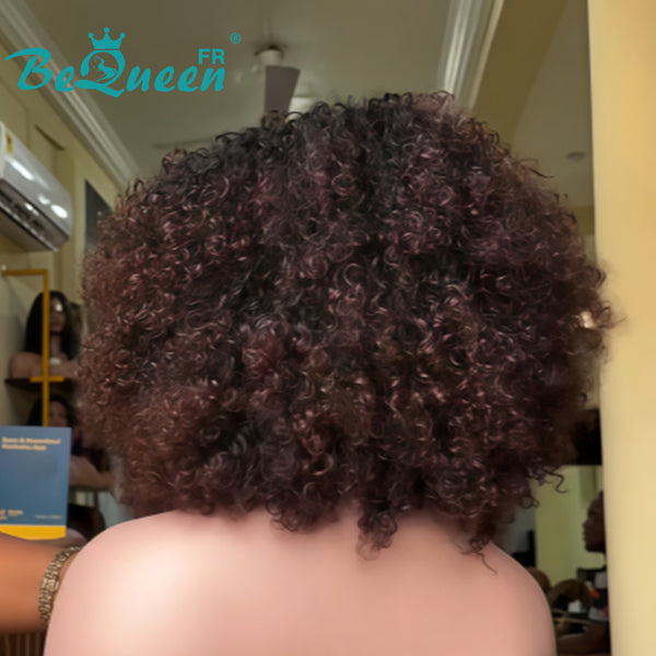 BeQueen "Josie" Bob Curly Wave Wig Brown Mix Honey Glueless 12 Inches Half Price