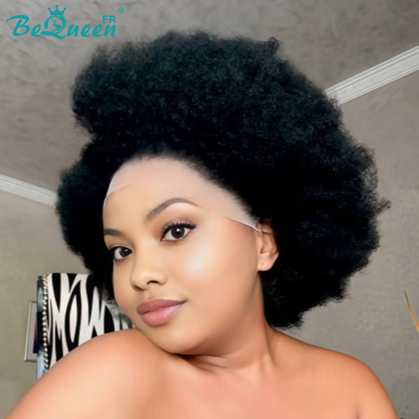 BeQueen „Addi“ Custom Bob Afro Curly Perücke, fertig zum Tragen, ohne Kleber, 13 x 4 cm 