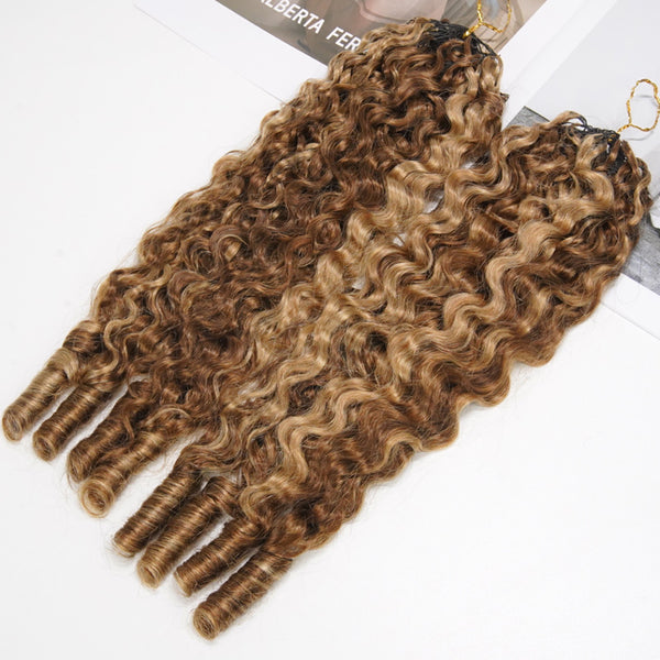 BeQueen Tissage Extensions de Cheveux Feather marron mix miel Burmese Curly 100% cheveux humains