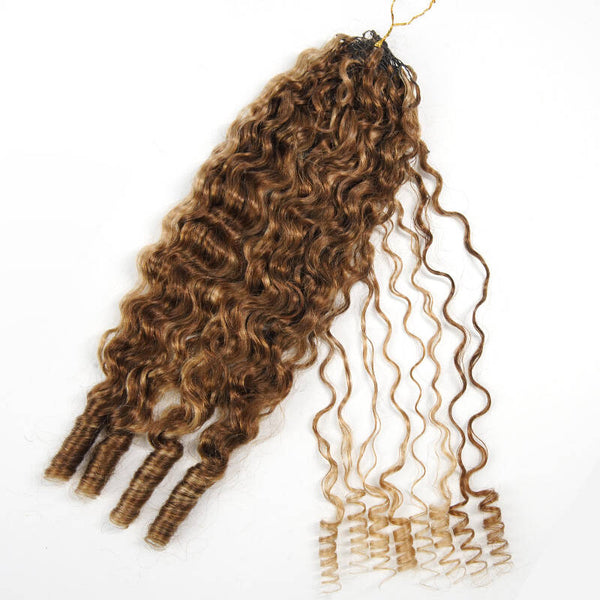 BeQueen Tissage Extensions de Cheveux Feather marron mix miel Burmese Curly 100% cheveux humains