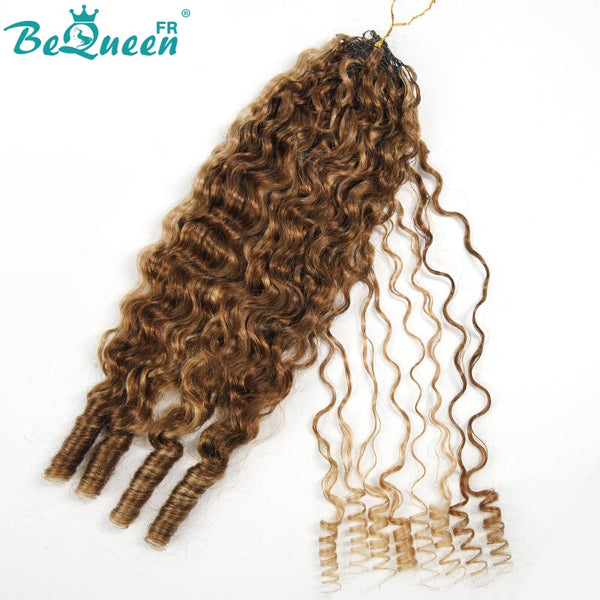 BeQueen Tissage Extensions de Cheveux Feather marron mix miel Burmese Curly 100% cheveux humains