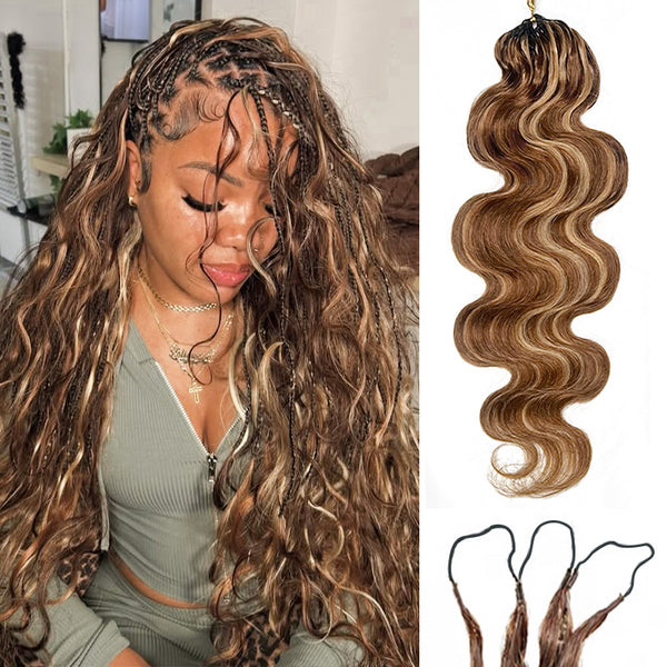 BeQueen Tissage Extensions de Cheveux Feather marron mix miel Body wave 100% cheveux humains