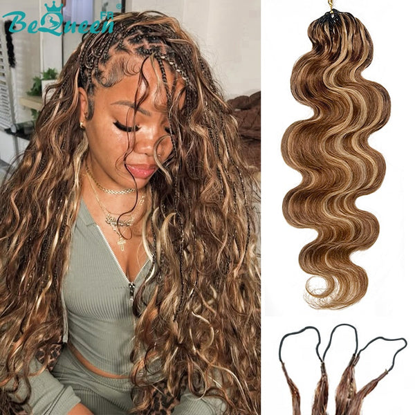 BeQueen Tissage Extensions de Cheveux Feather marron mix miel Body wave 100% cheveux humains