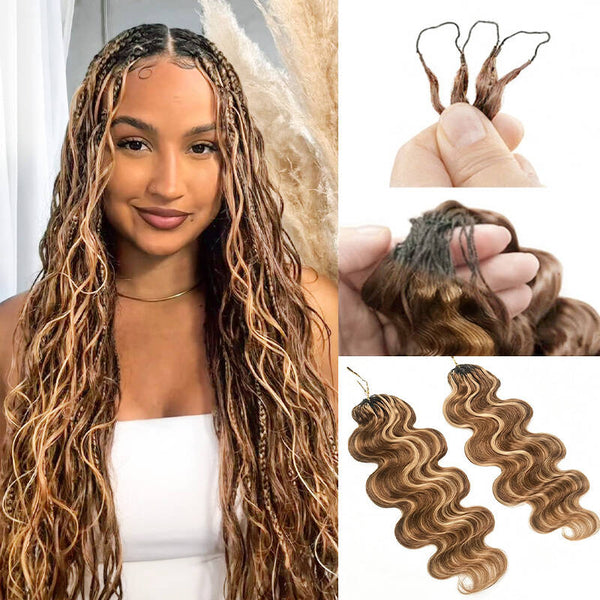 BeQueen Tissage Extensions de Cheveux Feather marron mix miel Body wave 100% cheveux humains