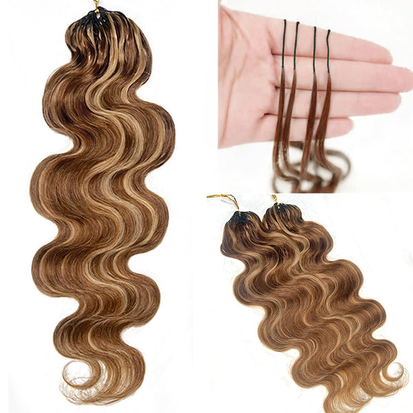 BeQueen Tissage Extensions de Cheveux Feather marron mix miel Body wave 100% cheveux humains