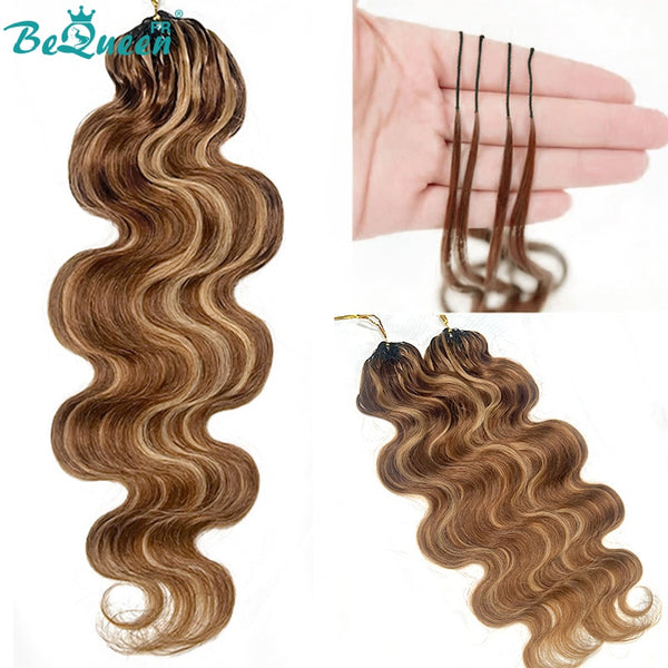 BeQueen Tissage Extensions de Cheveux Feather marron mix miel Body wave 100% cheveux humains