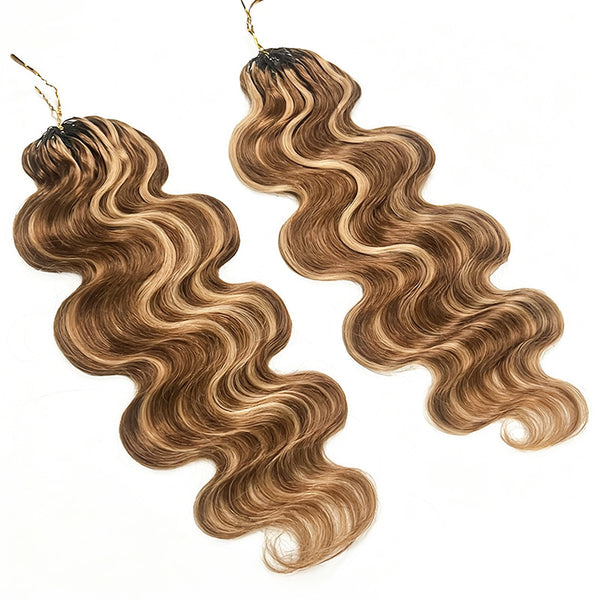 BeQueen Tissage Extensions de Cheveux Feather marron mix miel Body wave 100% cheveux humains