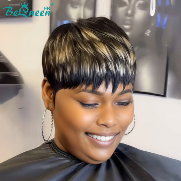 Bequeen Perücke „Suey“ glatt, maschinell gefertigt, Schwarz, 100 % Echthaar, Stil 3