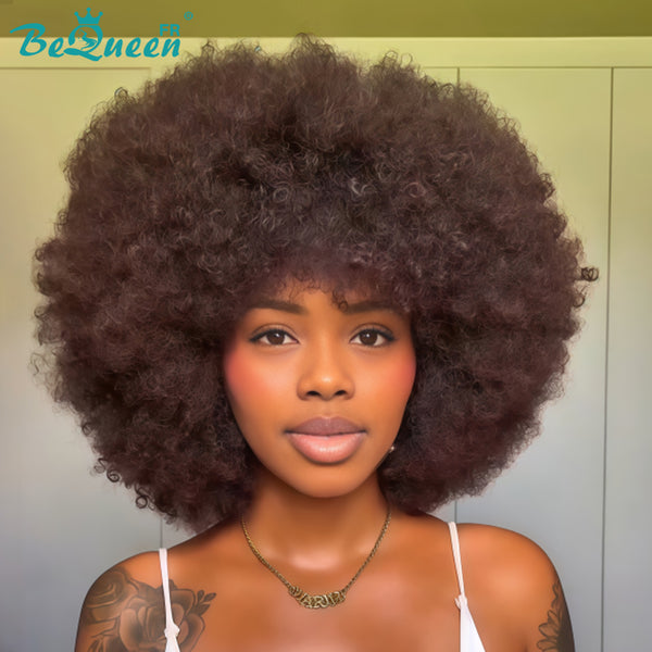 BeQueen „Addi“ Custom Bob Afro Curly Perücke, fertig zum Tragen, ohne Kleber, 13 x 4 cm 