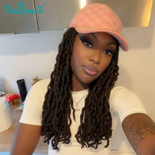BeQueen "Clara" Perruque avec Tresse noir longue avec Porter un chapeau