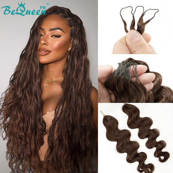 BeQueen Tissage Extensions de Cheveux Feather marron body wave 100% cheveux humains