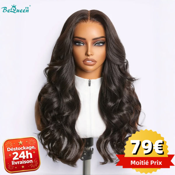 BeQueen "Dania" 18-inch Body Wave Wig, Glue-Free with Lace Closure, On Sale in France, 24h Delivery, 100% Human Hair