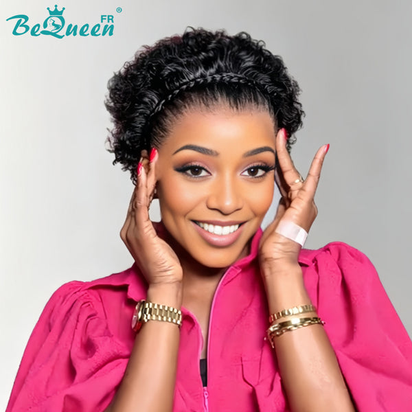 Bequeen Perruque “Coco” Pixie curly noir Sans colle Frontale Lace style 4