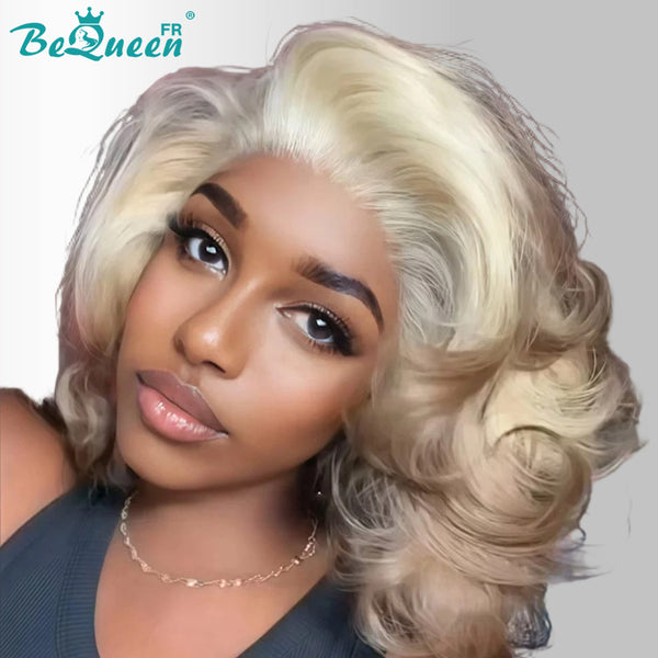 BeQueen “Lindsay” Egg Wave Bob Wig with 13x4 Lace Front, Blonde, France Sale, 24h Delivery, 100% Human Hair
