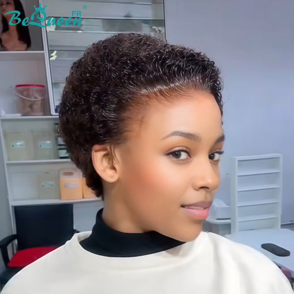 BeQueen "Edwina" Schwarze Afro-Perücke, maschinell gefertigt, 100% Echthaar, Stil 3