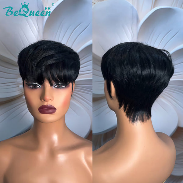 Bequeen "Suey" Straight Machine-Made Wig, Black with Honey Mix, 100% Human Hair, Style 6