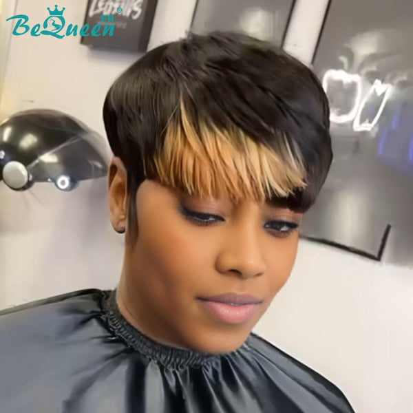 Bequeen Perücke „Suey“ glatt, maschinell gefertigt, Schwarz, 100 % Echthaar, Stil 3