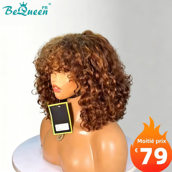 BeQueen "Josie" Perruque Bob Curly wave Marron mix miel Sans colle 12 Pouces Moitié prix
