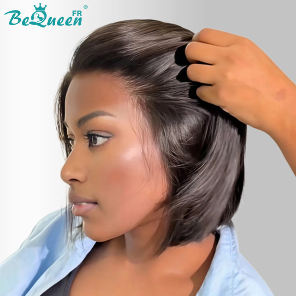 BeQueen "Sonia" Straight Black Bob Wig with 2*6 Lace Closure, Glue-Free, Half-Price Style 4