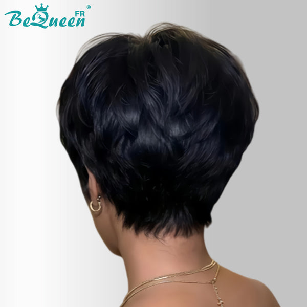 Bequeen "Suey" Straight Machine-Made Wig, Black, 100% Human Hair, Style 26
