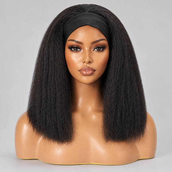 BeQueen "Iwa" Perruque Bob couleur Noir Kinky straight wave avec à bandeau Moitié prix