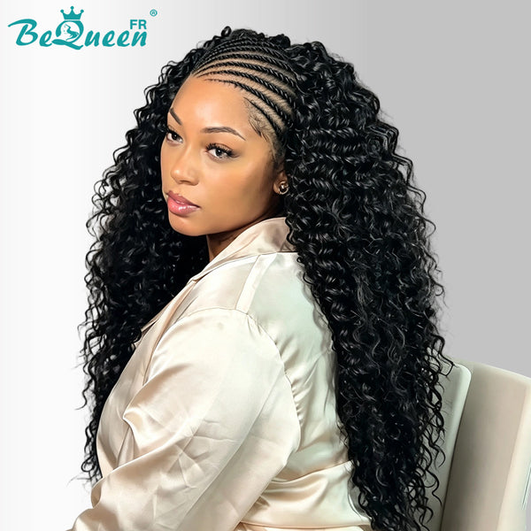 BeQueen “Dolala" Perruque longue curly avec Tresse avec lace frontale 13*4 sans colle