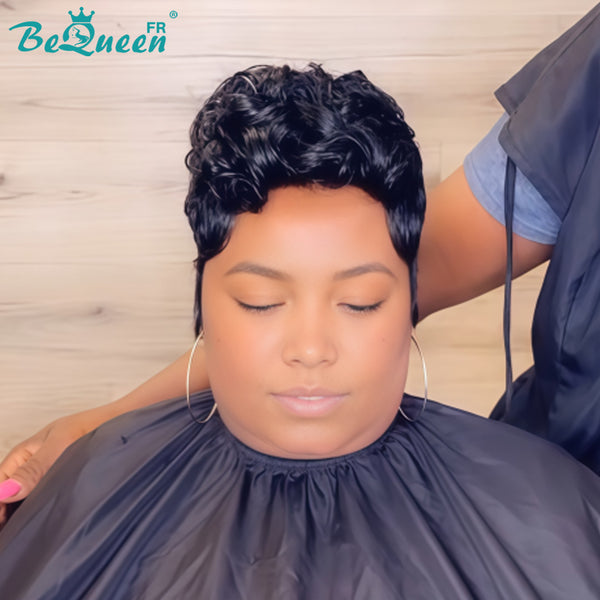 Bequeen Perruque “Suwe” Pixie noir Sans colle style 12