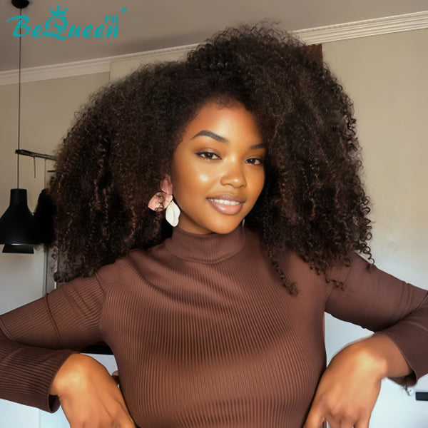 BeQueen "Yaya" Bob-Perücke mit Pony, Afro-Curly, klebefreie natürliche Perücke, Stil 6
