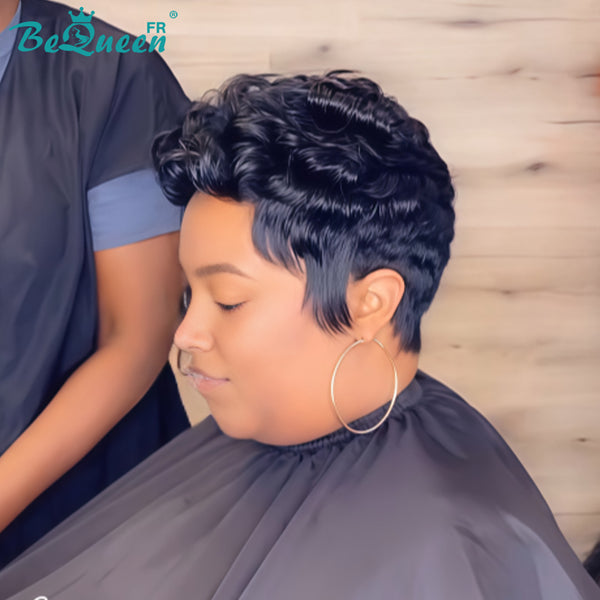Bequeen Perruque “Suwe” Pixie noir Sans colle style 12
