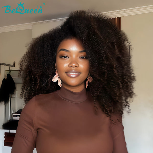 BeQueen "Yaya" Bob-Perücke mit Pony, Afro-Curly, klebefreie natürliche Perücke, Stil 6